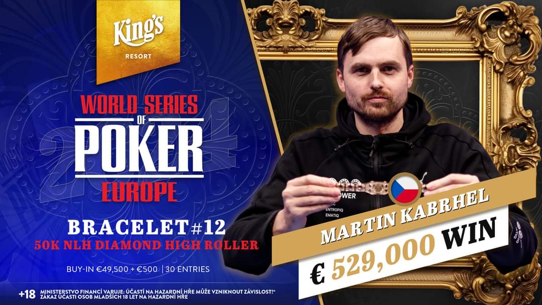 Martin Kabrhel šampiónom High Rolleru, na WSOPE získal už svoj tretí náramok